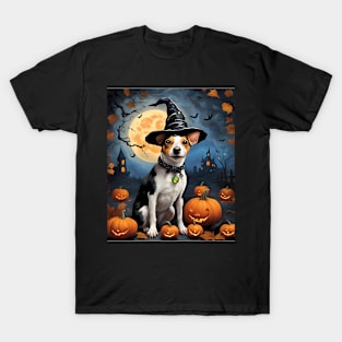 Aesthetic Halloween Rat Terrier Dog Witch Pumpkin Horror Nights Custom T-Shirt